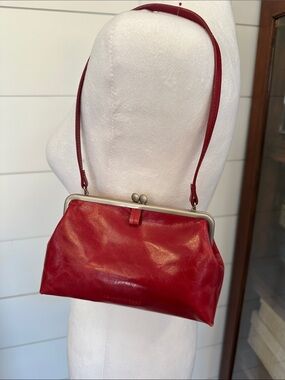 Kenneth Cole Red Leather Frame-Top Bag